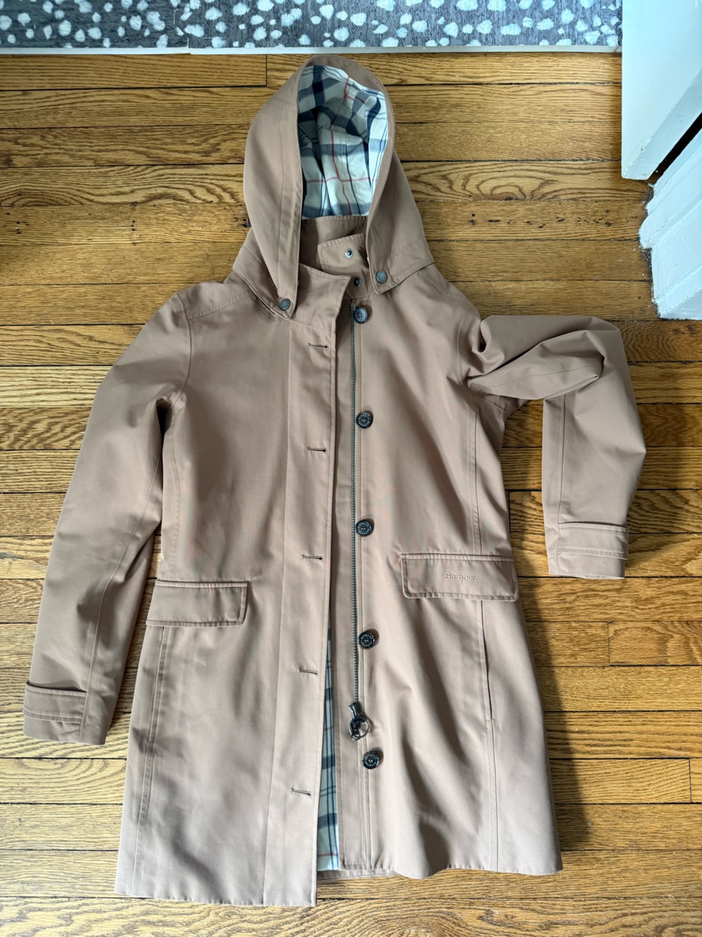 Barbour Hooded Trench Coat - Size 4